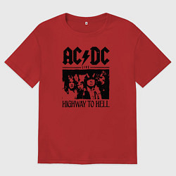 Футболка оверсайз мужская ACDC highway to hell, цвет: красный