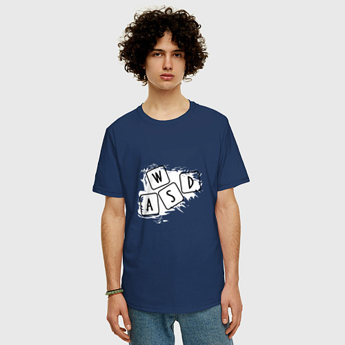 Мужская футболка оверсайз WASD / Тёмно-синий – фото 3