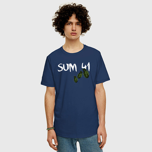 Мужская футболка оверсайз Sum 41 / Тёмно-синий – фото 3
