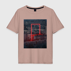 Футболка оверсайз мужская Neon in the city, цвет: пыльно-розовый