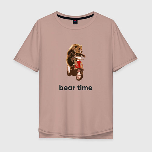 Мужская футболка оверсайз Bear time / Пыльно-розовый – фото 1