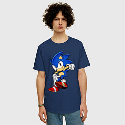 Футболка оверсайз мужская SONIC, цвет: тёмно-синий — фото 2