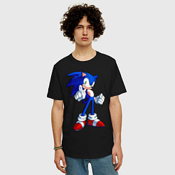 Футболка оверсайз мужская SONIC, цвет: черный — фото 2