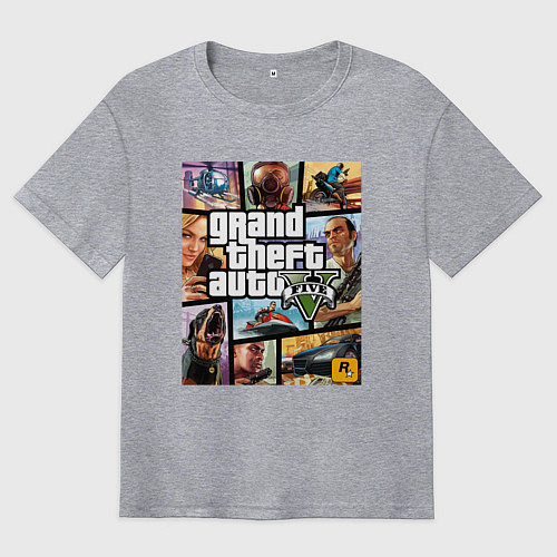 Мужская футболка оверсайз GTA5 / Меланж – фото 1