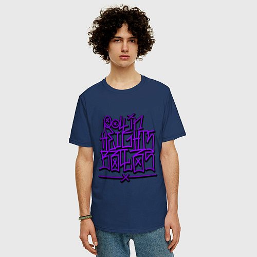 Мужская футболка оверсайз GTA Tag BALLAS / Тёмно-синий – фото 3