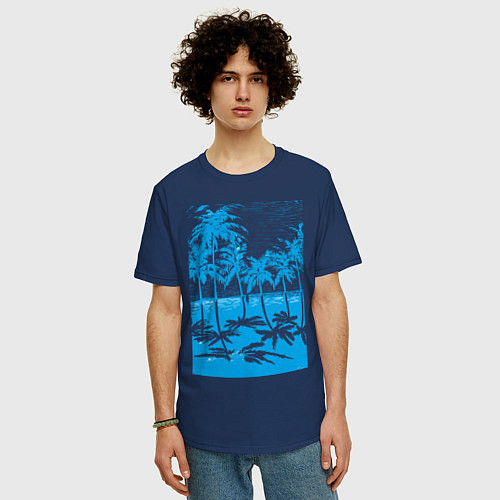 Мужская футболка оверсайз Отдых в летом / Тёмно-синий – фото 3