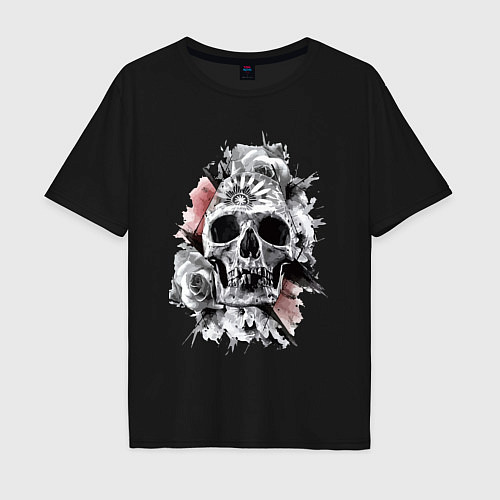Мужская футболка оверсайз Skull / Черный – фото 1
