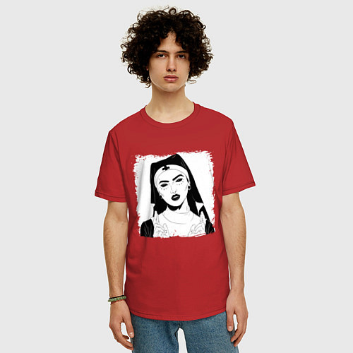 Мужская футболка оверсайз Saint Lady / Красный – фото 3