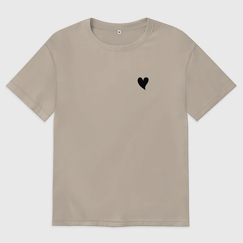 Мужская футболка оверсайз СЕРДЕЧКО / Миндальный – фото 1