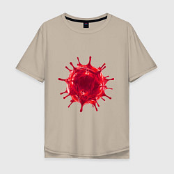 Мужская футболка оверсайз Red Covid-19 bacteria