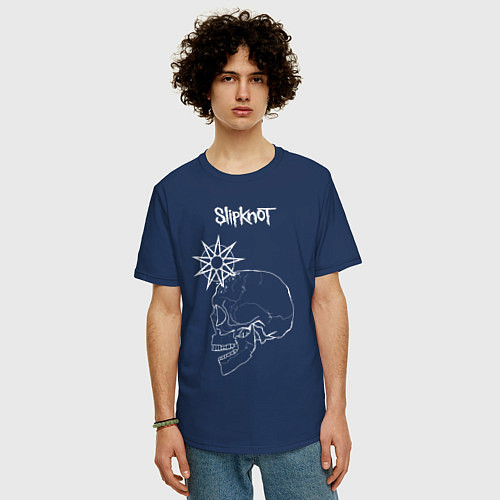 Мужская футболка оверсайз Slipknot / Тёмно-синий – фото 3