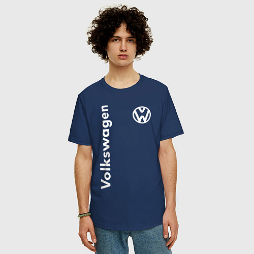 Мужская футболка оверсайз Volkswagen / Тёмно-синий – фото 3