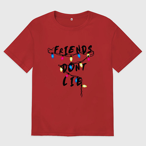 Мужская футболка оверсайз Friends dont lie / Красный – фото 1