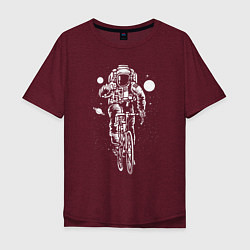 Футболка оверсайз мужская Космонавт на велосипеде, цвет: меланж-бордовый