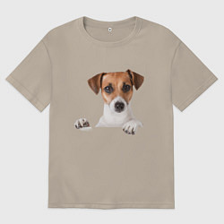 Футболка оверсайз мужская Собака, цвет: миндальный