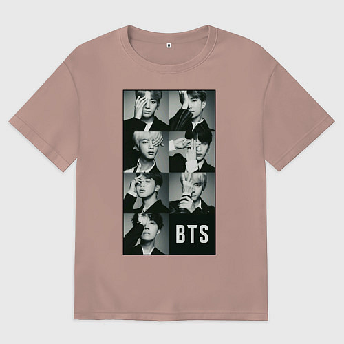 Мужская футболка оверсайз BTS / Пыльно-розовый – фото 1