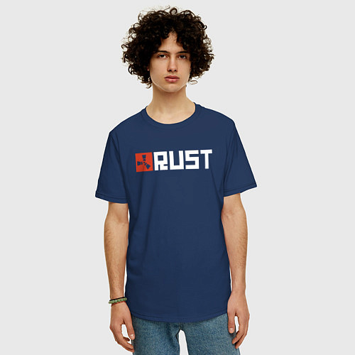 Мужская футболка оверсайз RUST / Тёмно-синий – фото 3