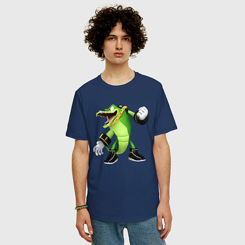 Мужская футболка оверсайз Sonic Crocodile / Тёмно-синий – фото 3
