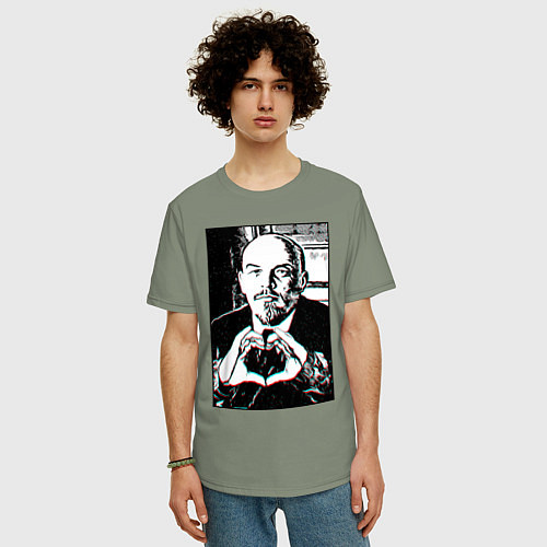 Мужская футболка оверсайз Ленин Oko / Авокадо – фото 3