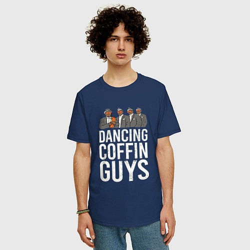Мужская футболка оверсайз Dancing Coffin Guys / Тёмно-синий – фото 3