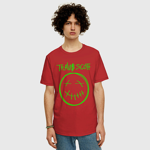 Мужская футболка оверсайз TRAVIS SCOTT / Красный – фото 3