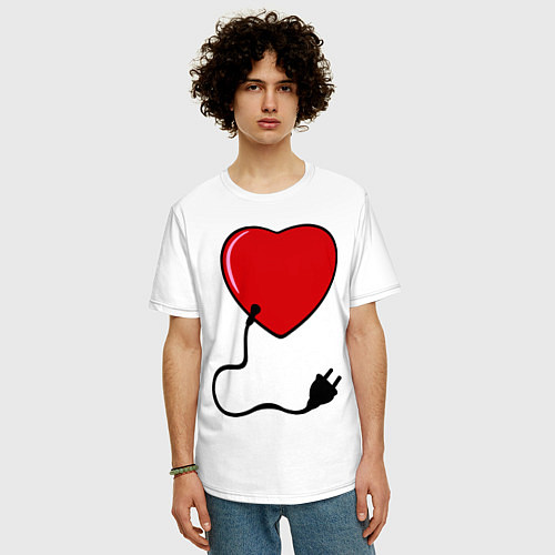 Мужская футболка оверсайз Сердце вилка и розетка муж / Белый – фото 3