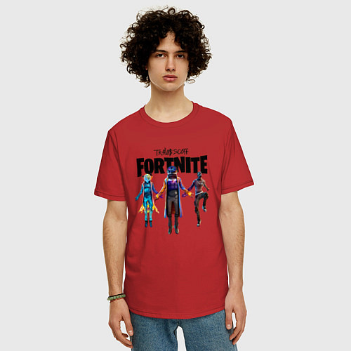 Мужская футболка оверсайз TRAVIS SCOTT X FORTNITE / Красный – фото 3
