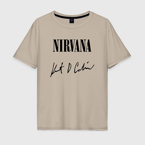 Мужская футболка оверсайз NIRVANA АВТОГРАФ КУРТА КОБЕЙНА / Миндальный – фото 1