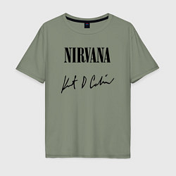 Футболка оверсайз мужская NIRVANA АВТОГРАФ КУРТА КОБЕЙНА, цвет: авокадо