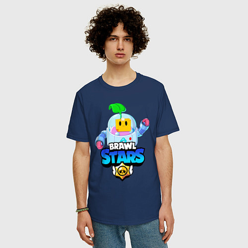 Мужская футболка оверсайз BRAWL STARS SPROUT / Тёмно-синий – фото 3