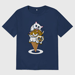 Футболка оверсайз мужская Ice Cream Cats, цвет: тёмно-синий