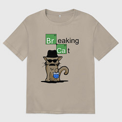 Футболка оверсайз мужская Breaking Cat, цвет: миндальный