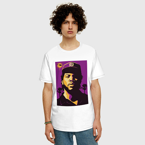 Мужская футболка оверсайз Ice Cube / Белый – фото 3