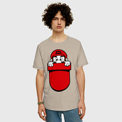 Футболка оверсайз мужская Марио в кармане, цвет: миндальный — фото 2