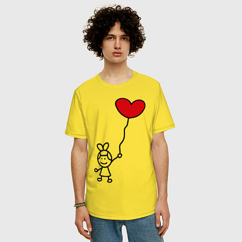 Мужская футболка оверсайз Влюбленная девочка / Желтый – фото 3