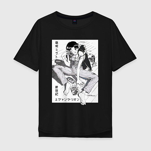 Мужская футболка оверсайз Мисато Кацураги / Черный – фото 1