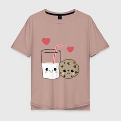 Футболка оверсайз мужская Milk and Cookies Love, цвет: пыльно-розовый