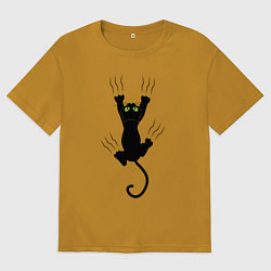 Футболка оверсайз мужская Кот царапыч, цвет: горчичный