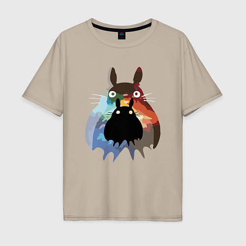 Мужская футболка оверсайз Totoro / Миндальный – фото 1