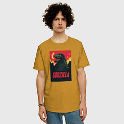 Футболка оверсайз мужская Godzilla, цвет: горчичный — фото 2