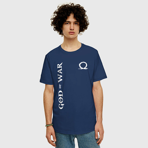 Мужская футболка оверсайз GOD OF WAR / Тёмно-синий – фото 3