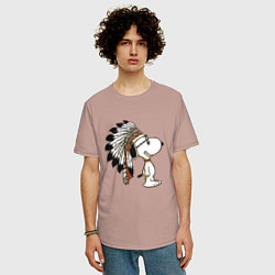 Футболка оверсайз мужская Snoopy, цвет: пыльно-розовый — фото 2