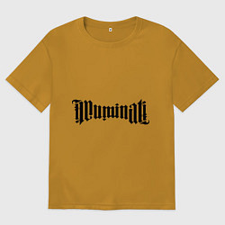 Футболка оверсайз мужская Амбиграмма Иллюминати, цвет: горчичный