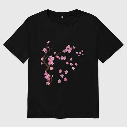Мужская футболка оверсайз Розовая сакура / Черный – фото 1