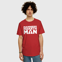 Футболка оверсайз мужская Manners maketh man, цвет: красный — фото 2