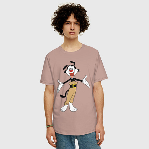 Мужская футболка оверсайз Якко Уорнер Animaniacs / Пыльно-розовый – фото 3