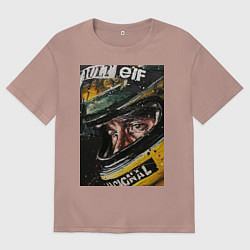 Футболка оверсайз мужская Айртон Сенна, цвет: пыльно-розовый