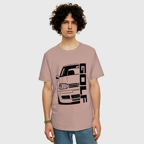 Мужская футболка оверсайз Volkswagen Golf Z / Пыльно-розовый – фото 3