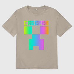 Футболка оверсайз мужская MINECRAFT CREEPER, цвет: миндальный