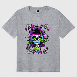 Футболка оверсайз мужская Crazy skull - skateboard, цвет: меланж